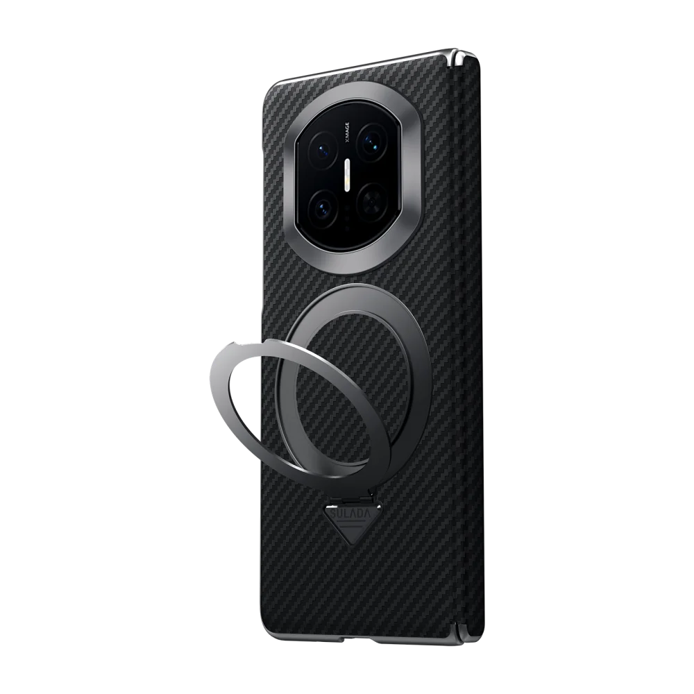 

Тонкий кожаный чехол с рисунком из арамидного волокна для беспроводной зарядки для Huawei Mate X7, защитный чехол на петлях