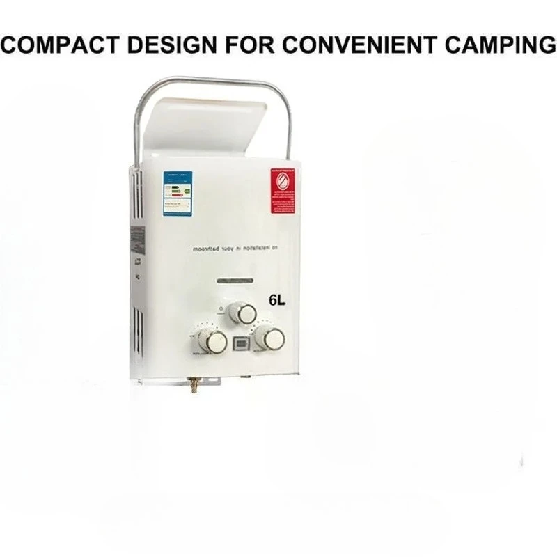 LPG Propane Water Heater 6L Instant Gas Water Heater Overheat & Dry-Burn Protection with Digital Display for Camping RVs Cabin