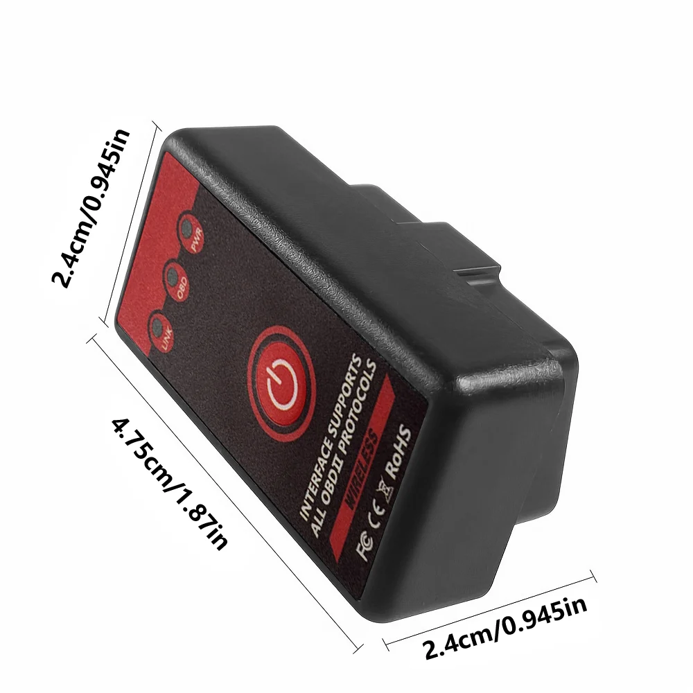 Elm327 bt wireless OBD2 with switch power ON/OFF supports 9 car protocols works on Andriod/windows/IOS systems
