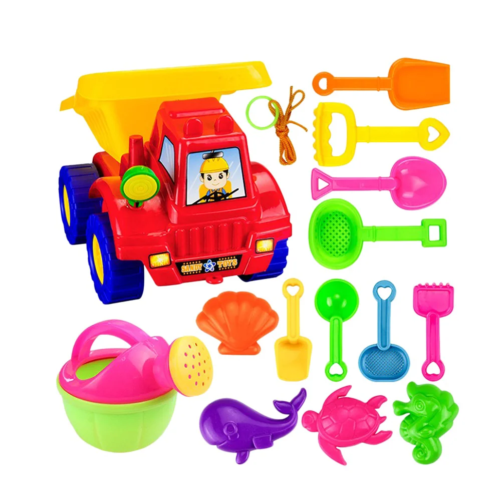 

14PC Children Leisure Beach Set Toys Play Sand Cassia Tool Burr-Free Green Plastic Educational Beach Game Toys