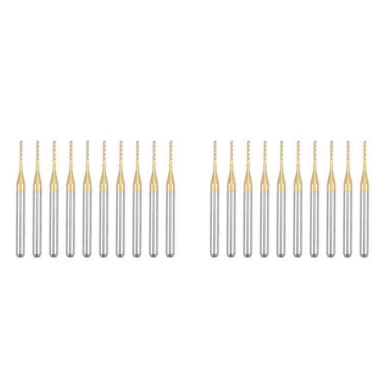 

A02M-20PCS Titanium Coat Carbide End Mill Engraving Milling Cutter CNC Router Bits For PCB Machine, 1/8 Inch Shank 1Mm