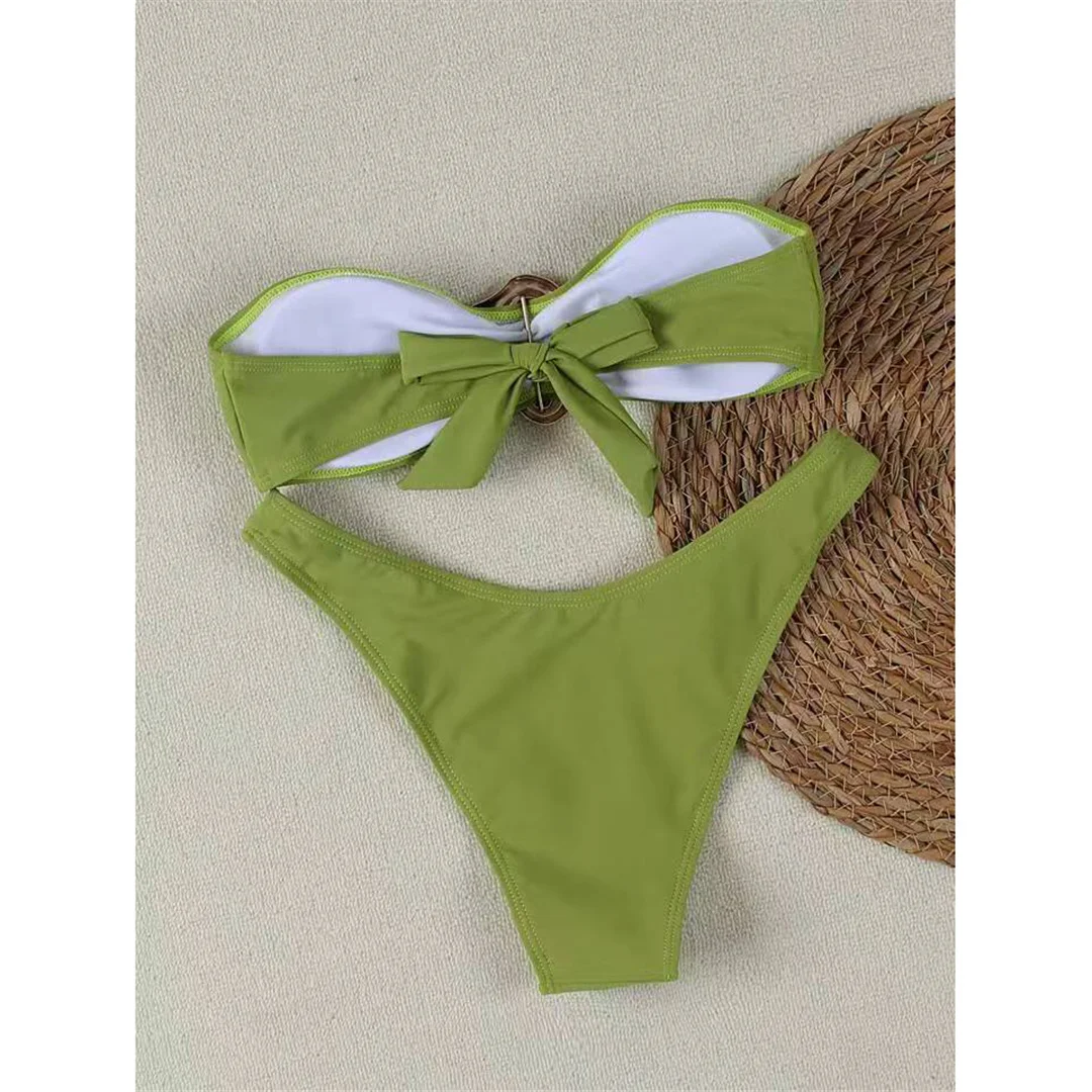 7 Farben Bandeau Metallring Brasilianischer Bikini Damen Badeanzug Frauen Bademode Zweiteiliger Bikini-Set Badeanzug Schwimmanzug V6516 – Detail 37
