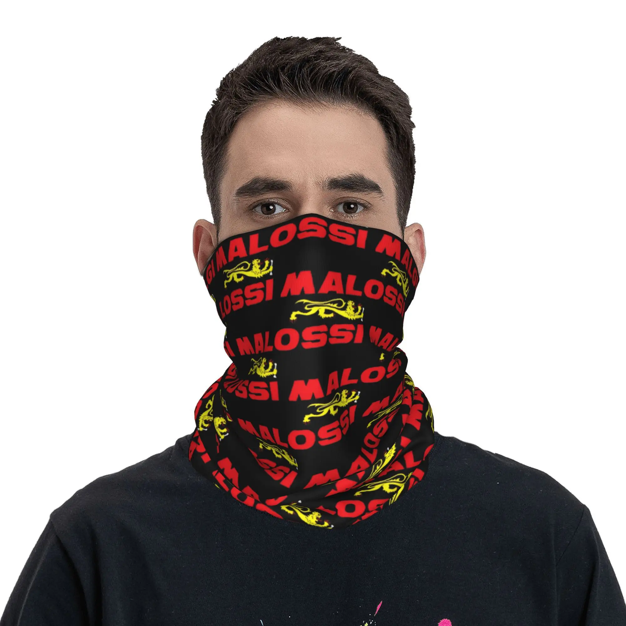 MALOSSI Logo Bandana Neck Gaiter Printed Motorcycle Racing  Wrap Scarf Multi-use Face Mask Running Unisex Adult Windproof