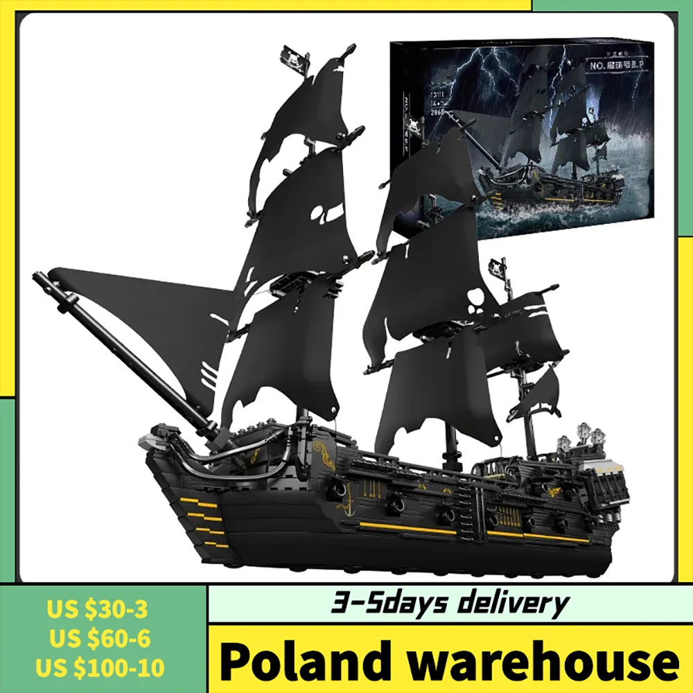 2868pcs Black Pearl MOC Pirates Ship Building Blocks Black Ship Model Bricks Creative Educational Toys For Christmas Kids Gifts