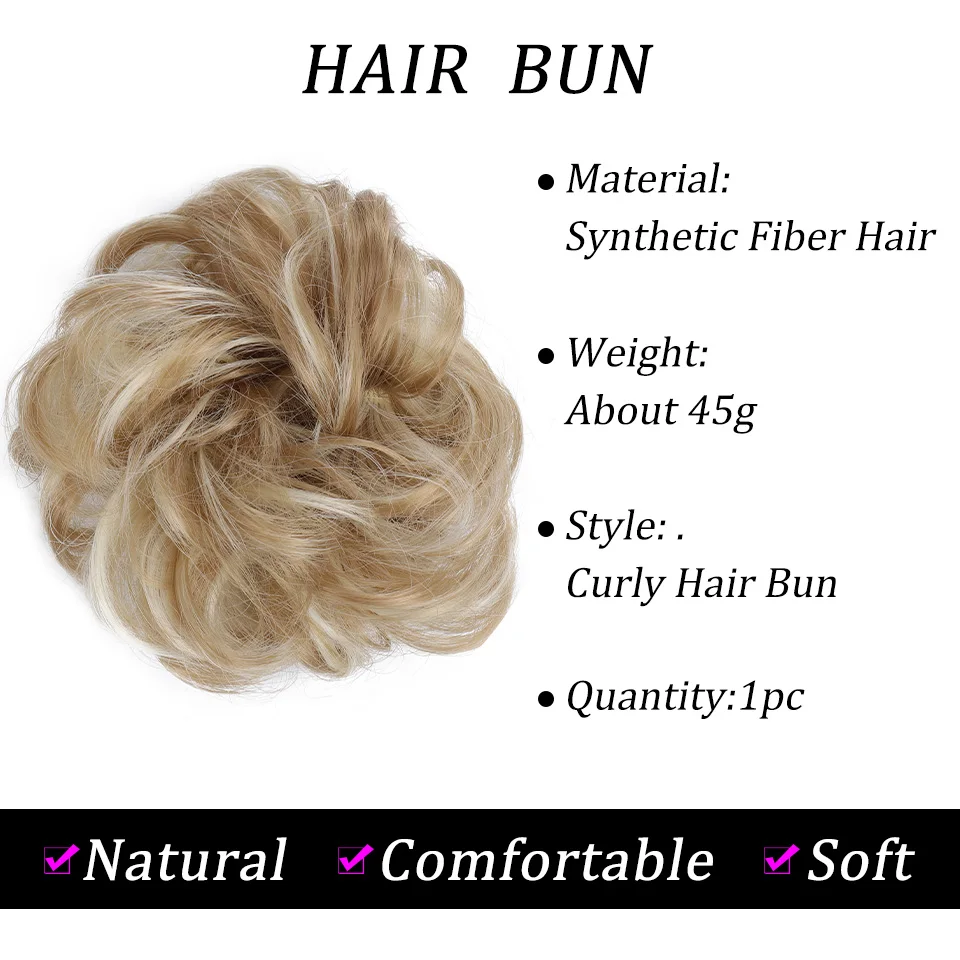 MSTN Synthetic Elastic Fake Hair Wig Bun Messy Chignon Scrunchies Elastic Band Straight Clip in Hair Ponytails Extensions Wigs