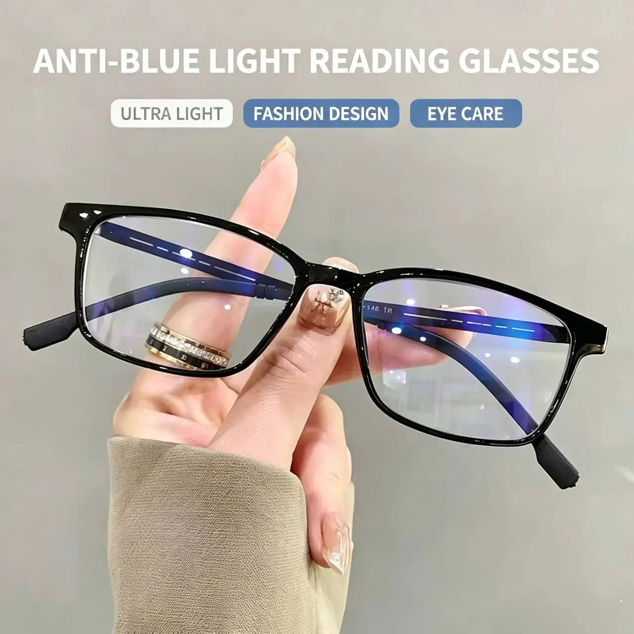 Modische Quadratische Presbyopie-Brille für Herren, Anti-Blaulicht, Ultra-Komfortable Lesebrille für Computerarbeit und den täglichen Gebrauch