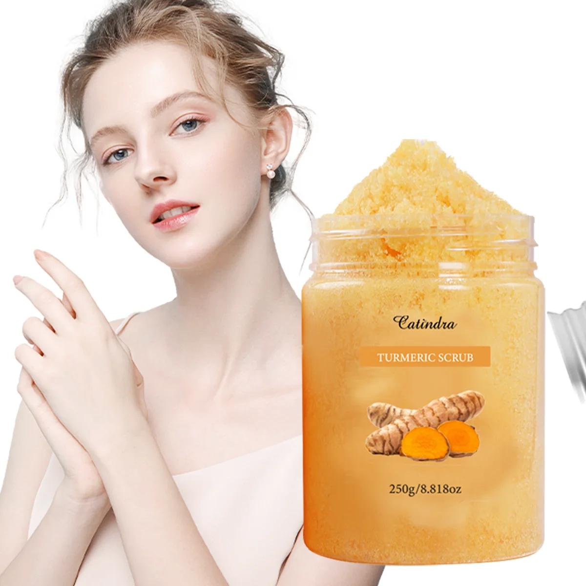 Catindra Turmeric Body Scrub Cleansing Exfoliator Removes Dark Spots Melanin Moisturizing Skin Care Exfoliating Scrubs