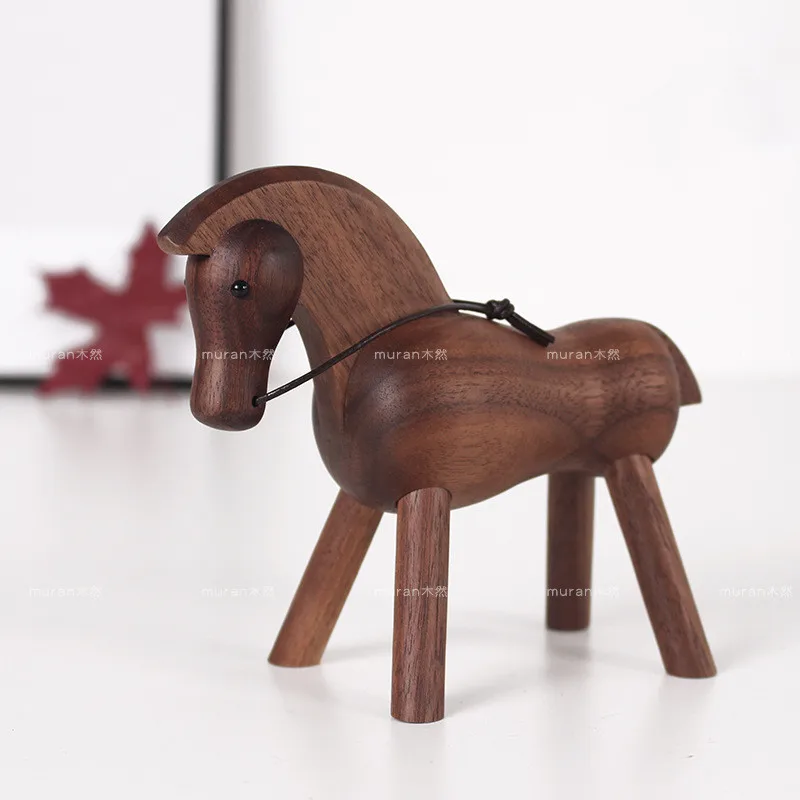 

European style wooden walnut solid wood pony For Room Tabletop Decoration