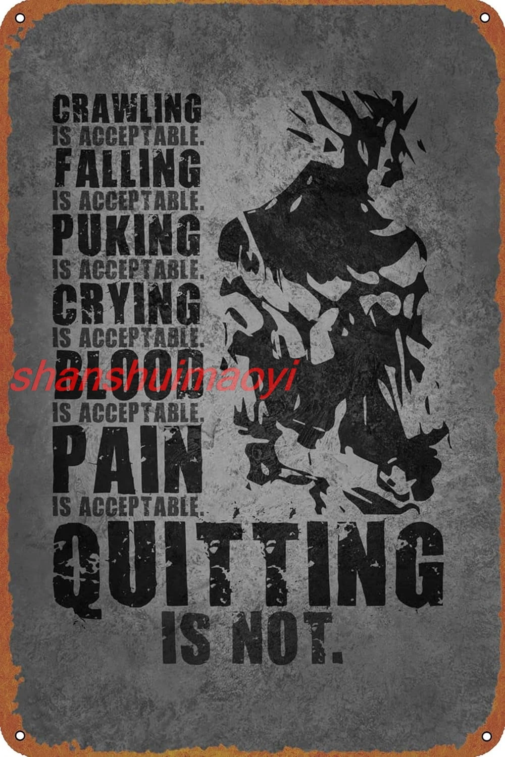 Quitting is Not Acceptable Metal Tin Sign 8 x 12 in Anime Motivation Vintage Poster Man Cave Decorative ALIA