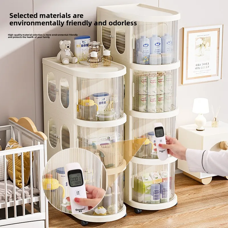 No Assembly Required Movable Storage Cart Tiered Shelves Snack Cabinet Living Room Sofa Side Rolling Storage Cart Kitchen Cart