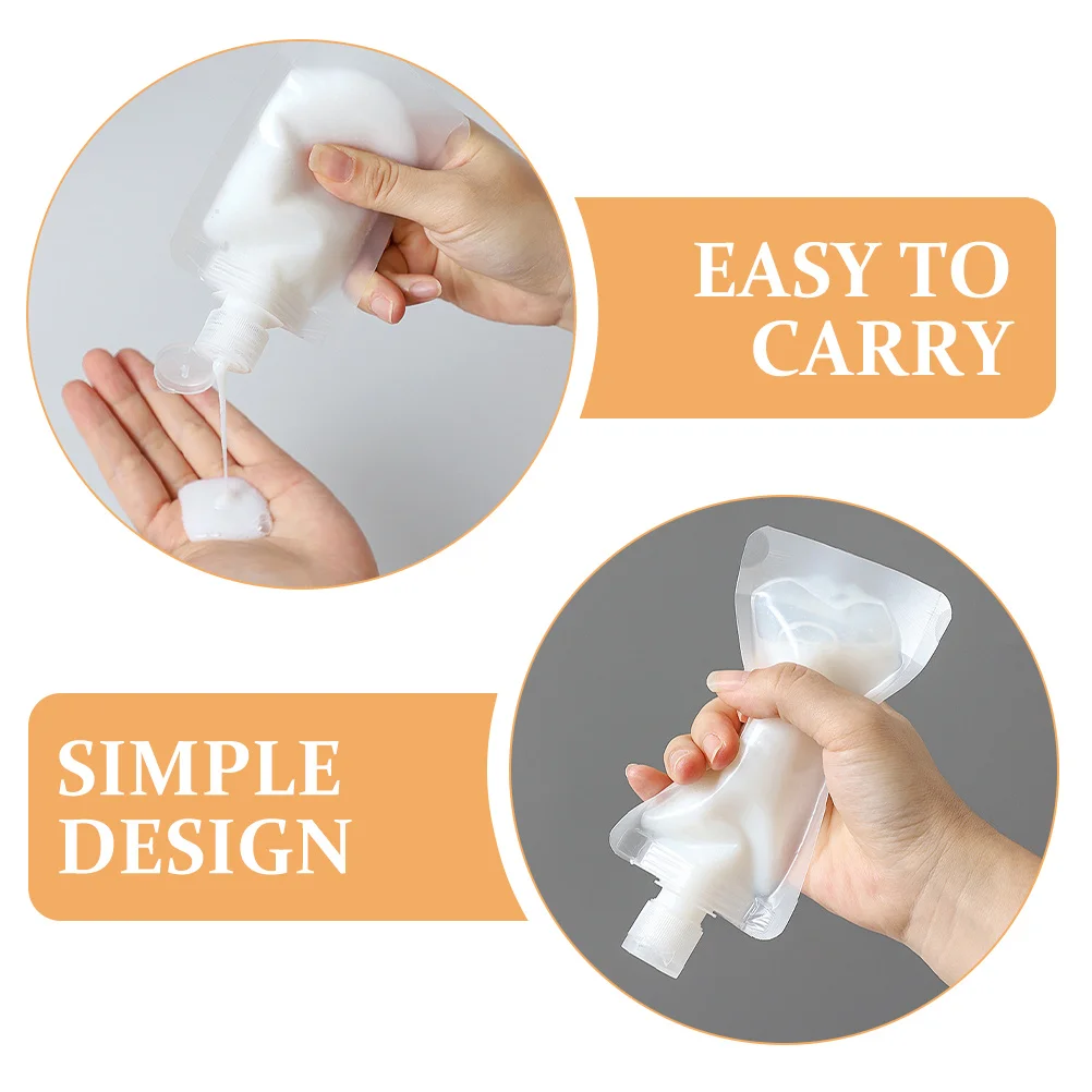 

30pcs Travel Containers 30Ml 50Ml 100Ml Transparent Matte Flip Cover Refillable Squeeze Pouches For Shampoo Shower Gel