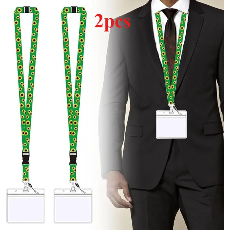 2pcs Hidden Sunflower Cords Easy To Keychain Keycord Lanyards for Keys ID Card Name Badge Holder Mobile Phone Hang Rope Keyring