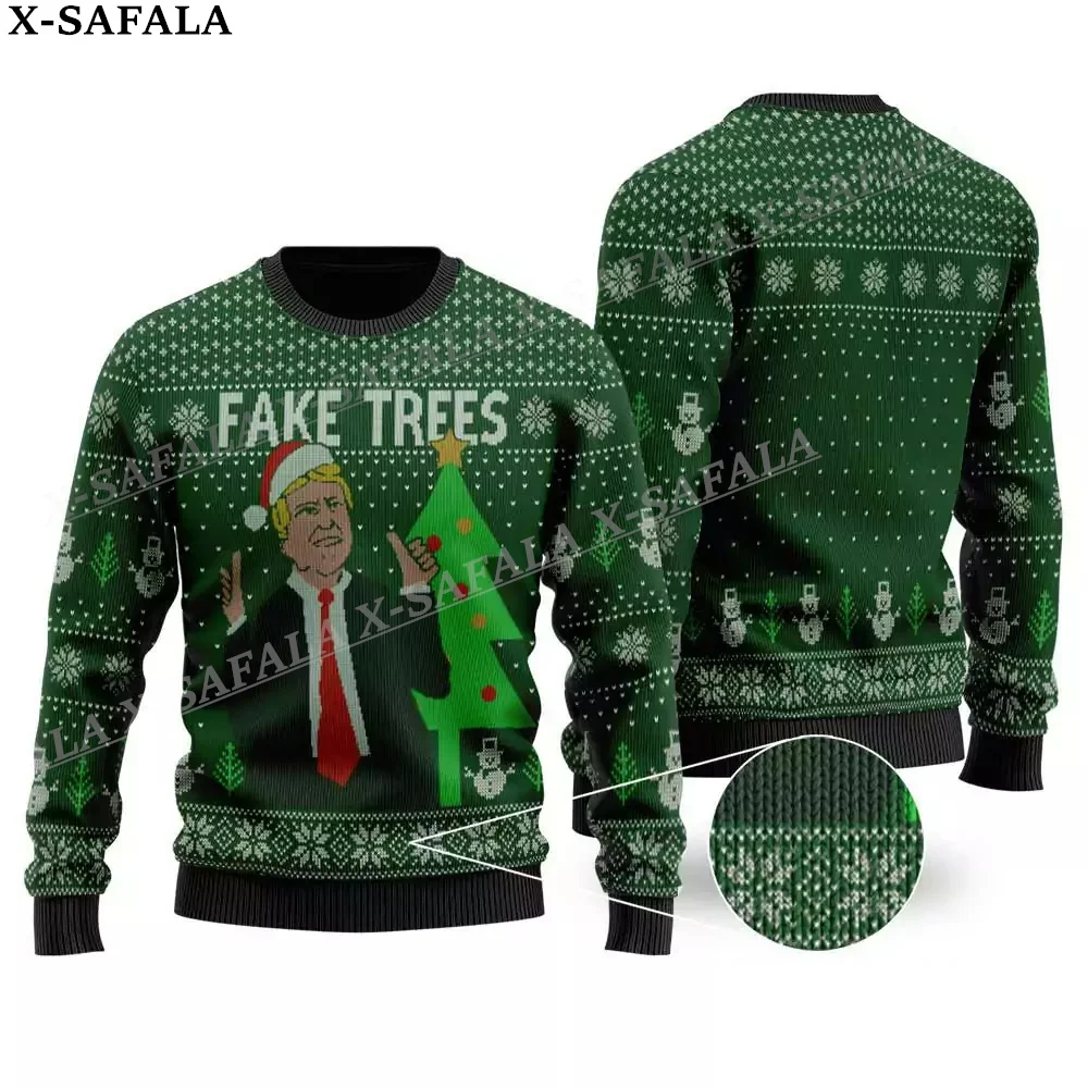 Funny Character Trump Ugly Christmas Knit Sweaters Christmas Gift Jumpers Tops Couple Party Unisex Casual-6