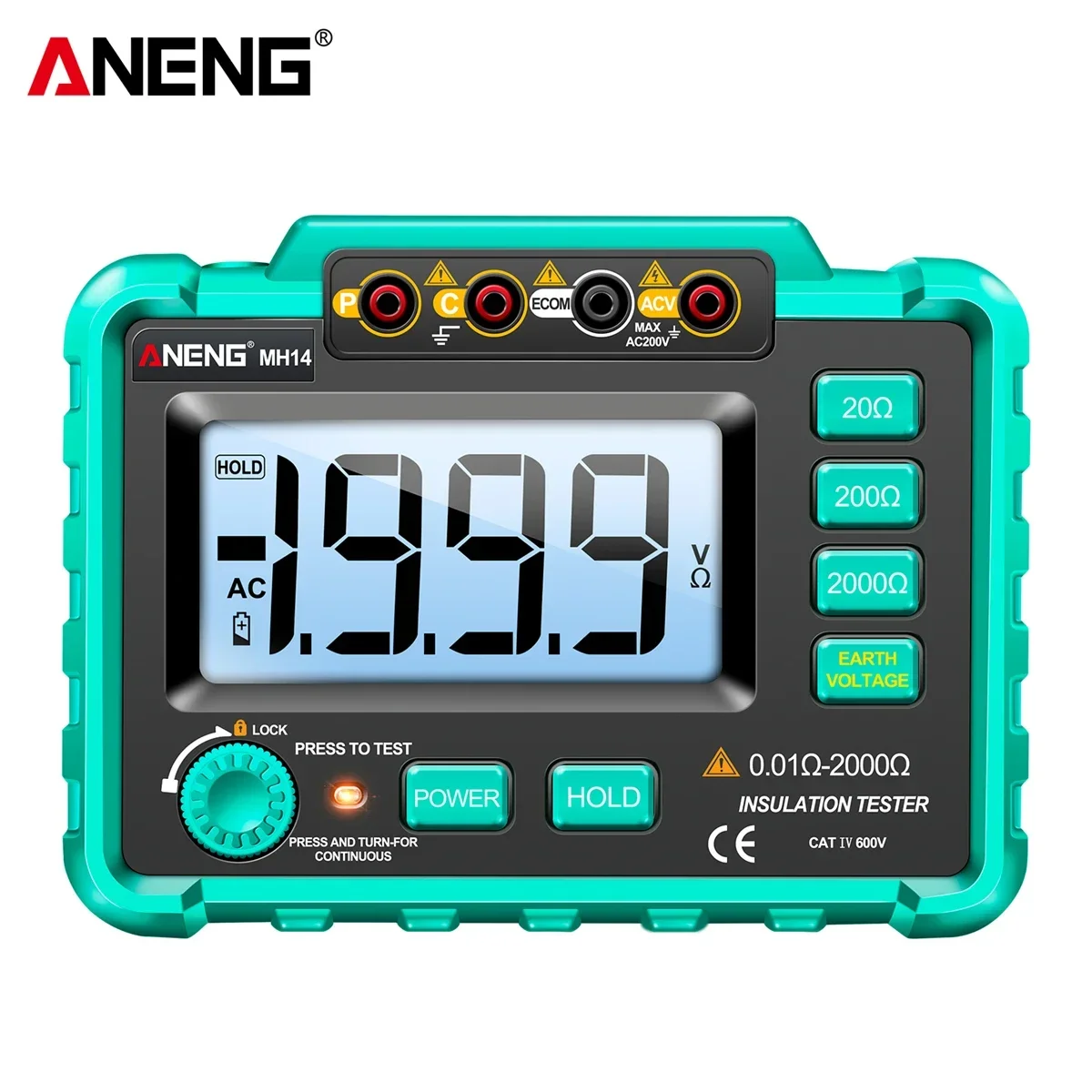 ANENG MH14 Digital Insulation Ground Resistance Megohm AC 200Vrms Voltage Meter Testers Megohmmeter Voltmeter Ohm Detector Tools