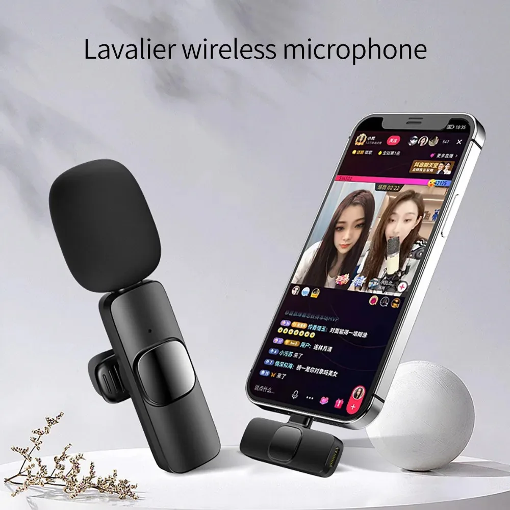 Wireless Lavalier Microphone Audio Video Recording Mini Mic For iPhone Android Laptop Live Gaming Mobile Phone Microphone