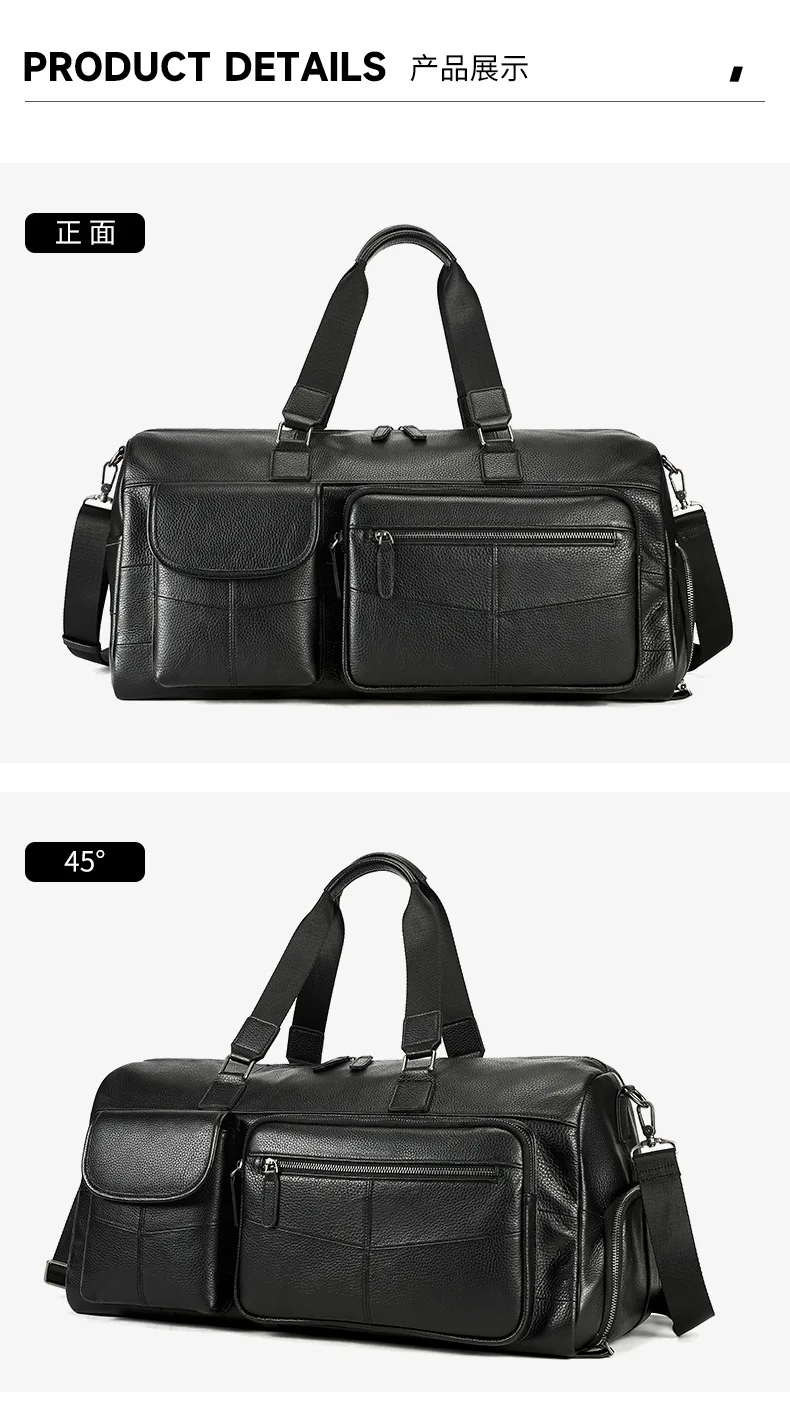 Casual en stijlvolle herenreistas van echt leer voor zakenreizen