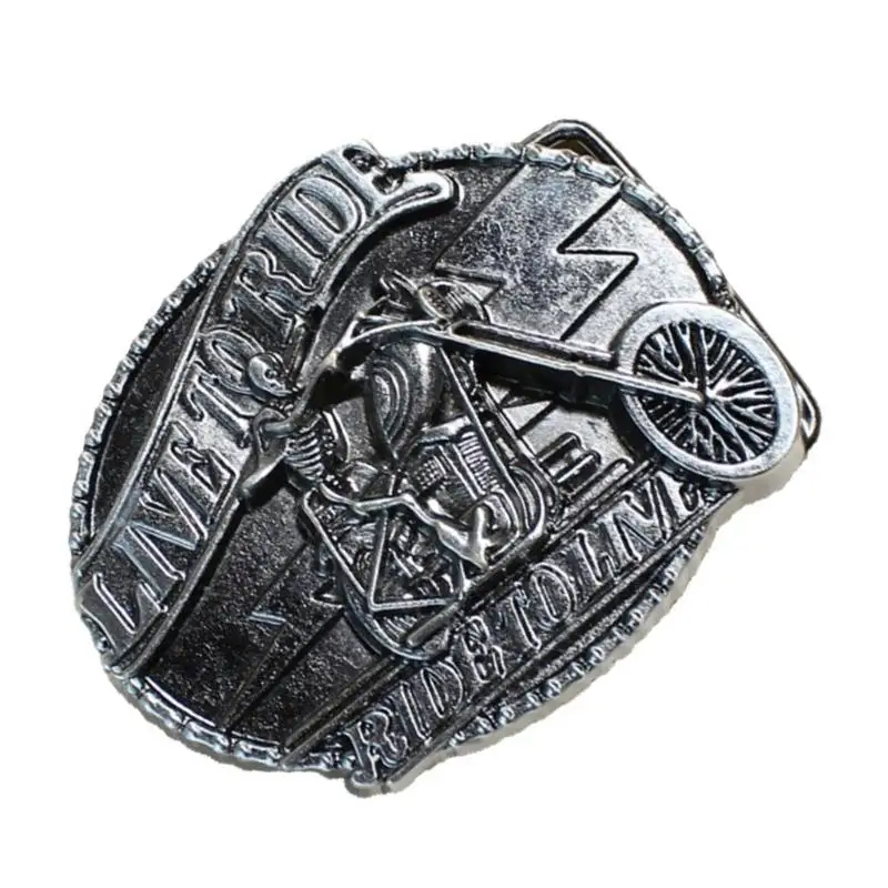 

652F Classical Embossed Skull Belt Clasp Heavy Duty Construction Secure Closure Belt Clasp For Daily Wear Outdoor Activity