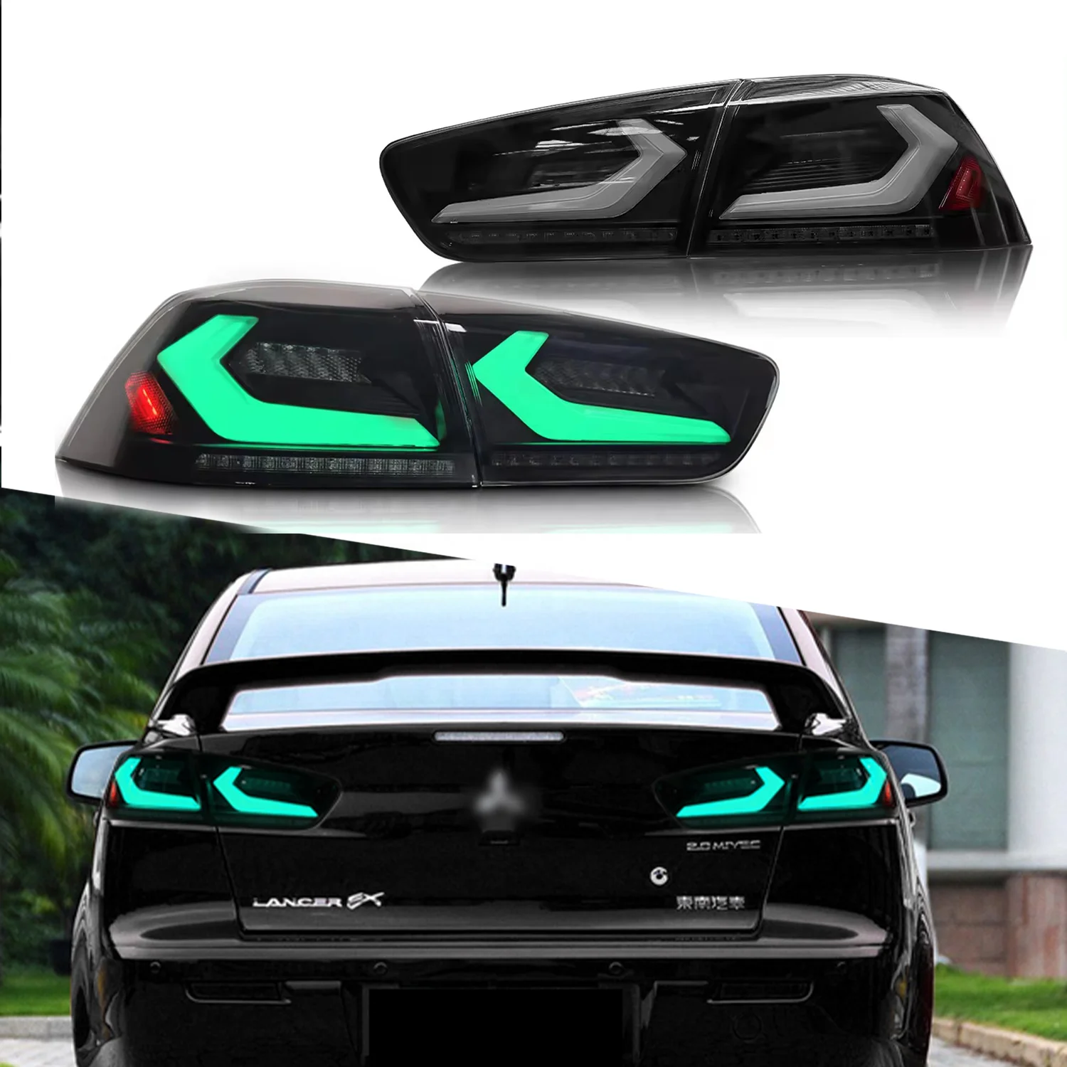 E9-mark RGB Tail Lights For Mitsubishi LANCER EX EVO 2008 - 2018 with colorful animation Automobile Taillamps Accessory