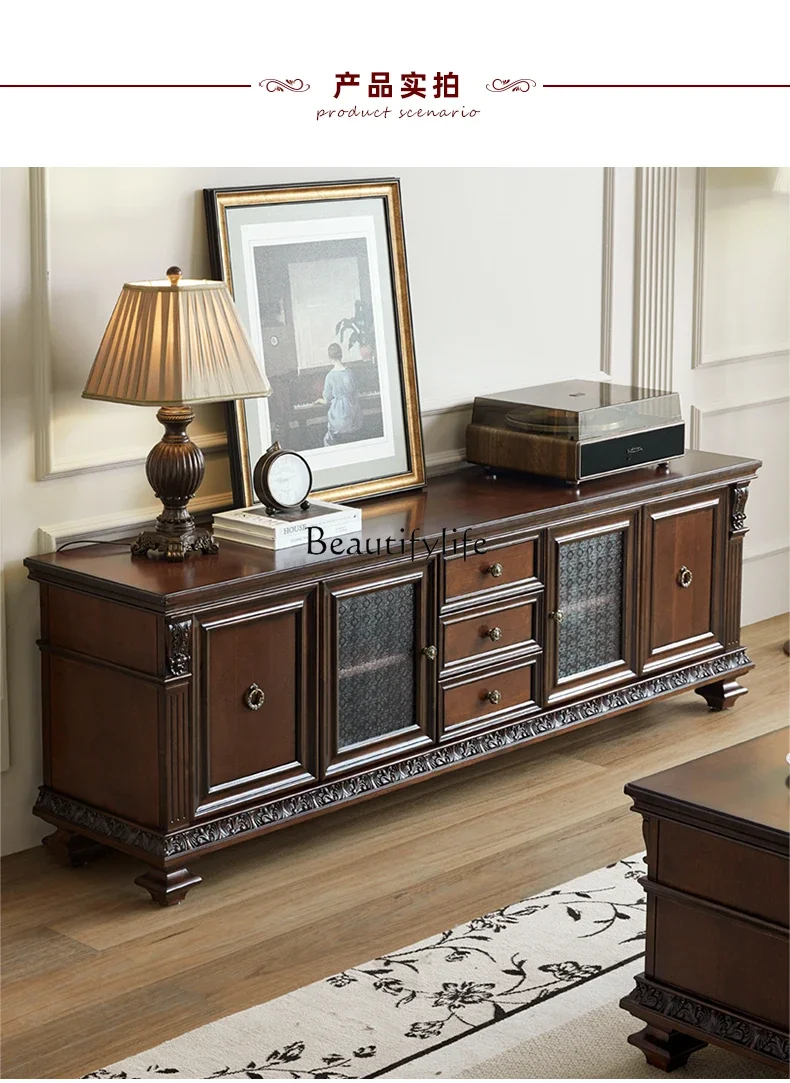 13 خزانة تلفزيون من الخشب الصلب الأمريكي وطاولة قهوة وأثاث عتيق من الخشب الصلب النقي #5