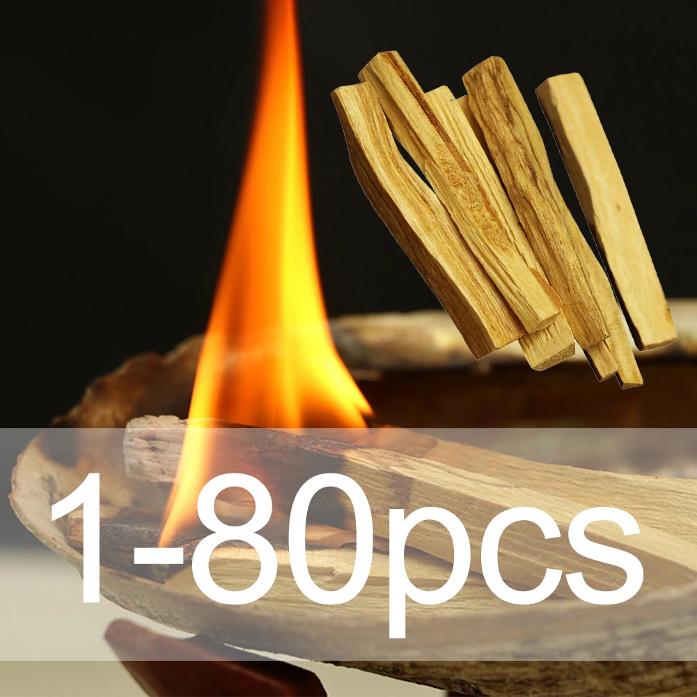 1-80pcs Palo Santo Natural Incense Sticks Wooden Smudging Stick Aromatherapy Burn Wooden Sticks No Smell Wooden Sticks