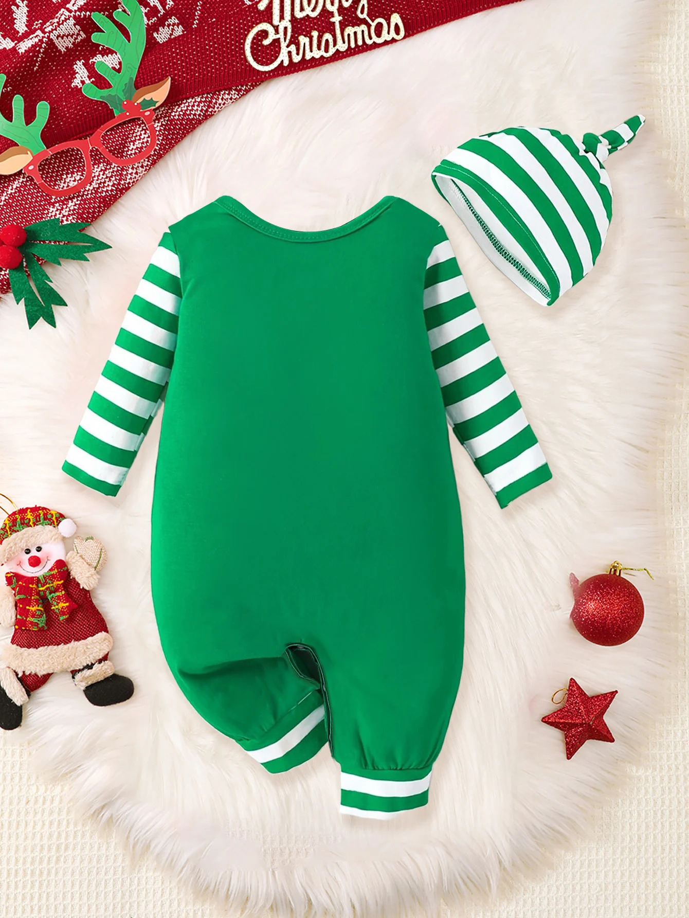 Baby Christmas Long-Sleeved Romper Set, Cute 