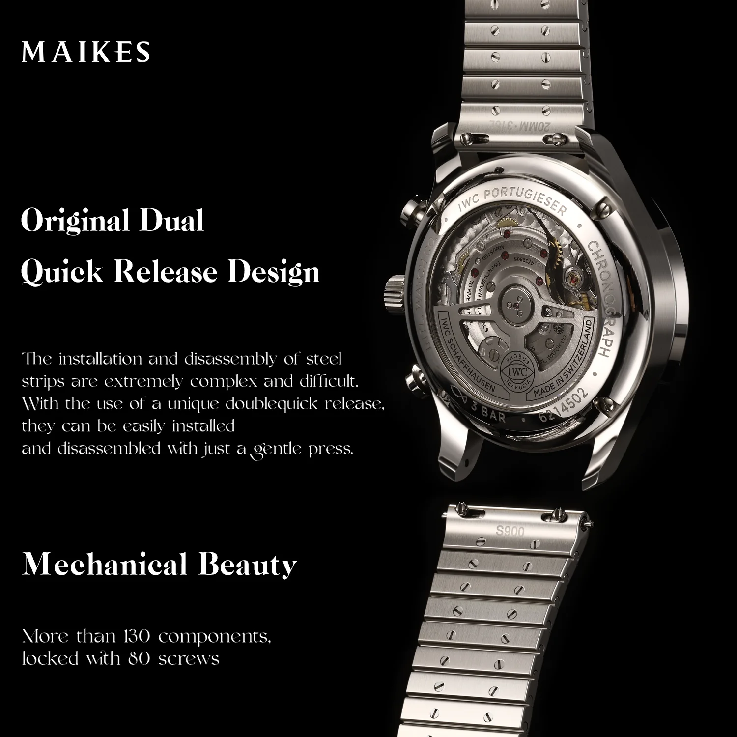 MAIKES S900 Clean Link Bracelet Watch Strap 316L Stainless Steel Watchbands Accessories Quick Release For IWC OMEGA Rolex