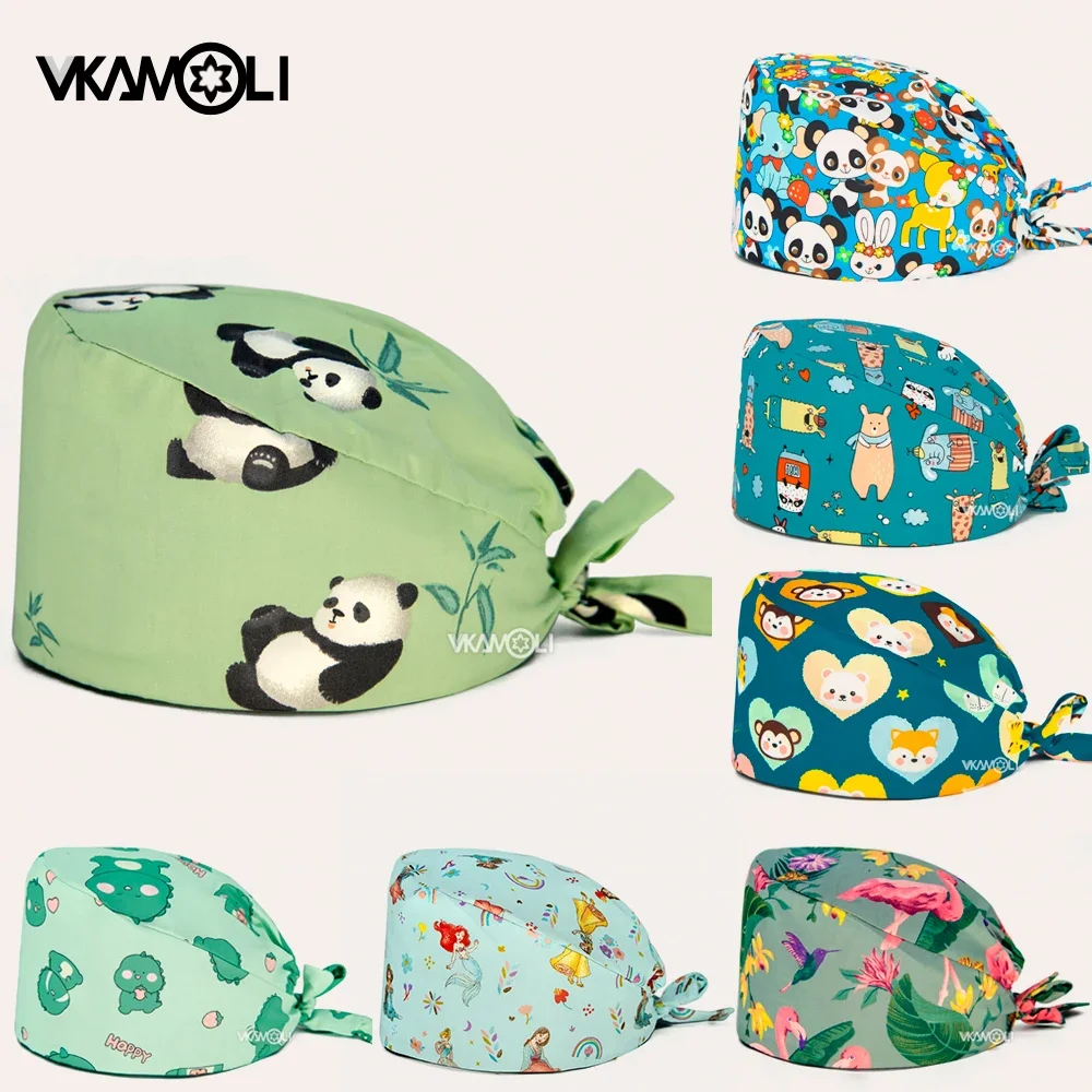 Gorro quirúrgico con estampado Unisex, gorro de algodón para el cuidado dental, para salón de belleza, para enfermera, spa, trabajo de laboratorio, gorro de enfermería