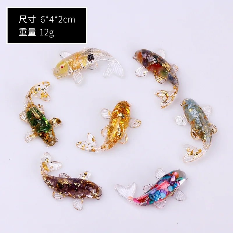 Natural crystal gravel glue small fish shape small ornament decoration office desktop jewelry gift car ornament