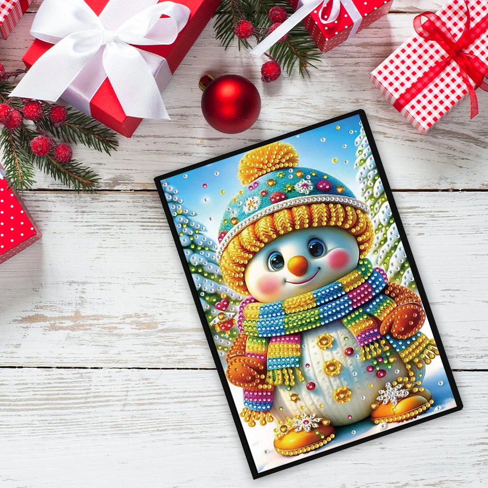 دفتر ملاحظات ماسي لرجل الثلج مقاس 50 صفحة مقاس A5 كهدية عيد ميلاد للبالغين في العطلات #3