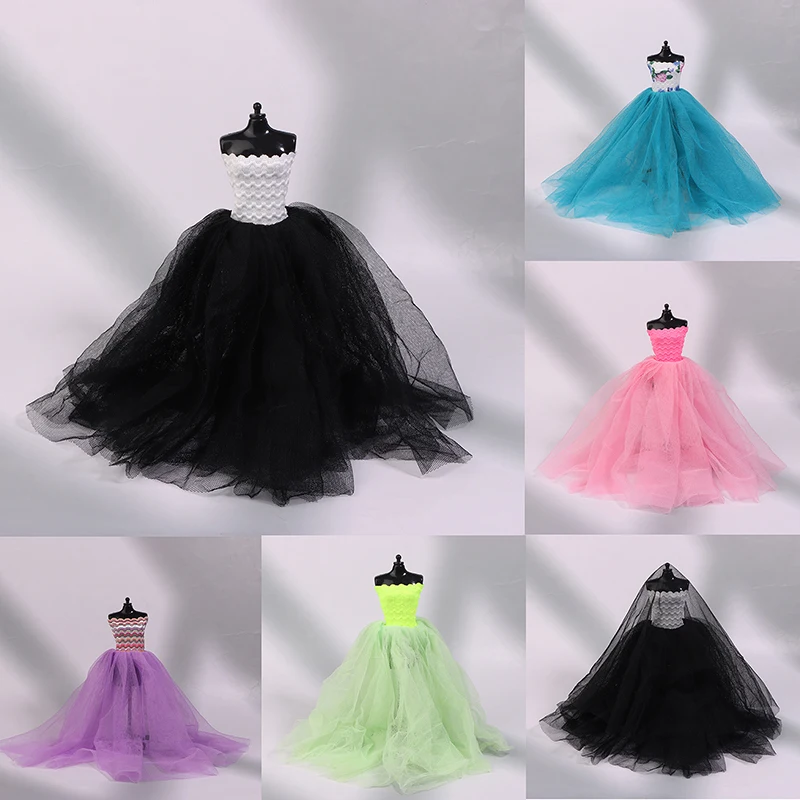 The Clothes For Doll Clothes Accessories Long Tail Evening Gown Wedding Dress Multilayer Mermaid Dress Princess Dress Cake Skirt