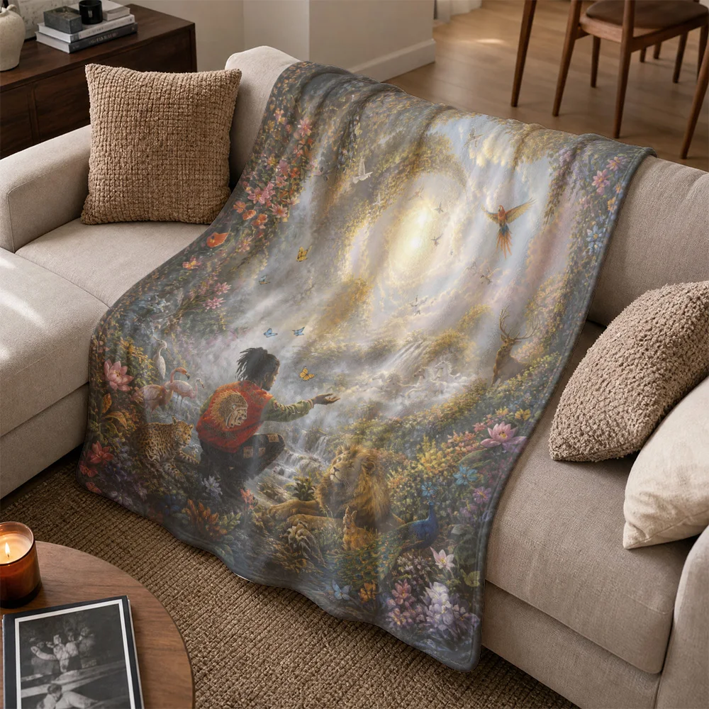 Magical Fantasy Nature Print Throw Blanket Sofa Decor Cozy Tapestry Bohemian Forest Living Room Aesthetic Home Gift