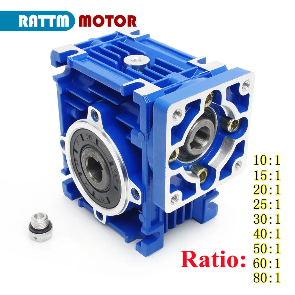 

NMRV030 Reducer Worm Gear High Torque Gearbox Reducer Ratio 10:1 20:1 25:1 30:1 40:1 50:1 60:1 80:1 for NEMA23 Step/Servo Motor