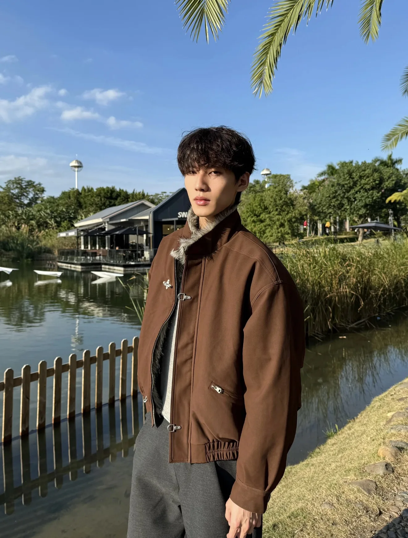 

No7Yan American Retro Thiened Fce Cotton Jaet with Aircrt Bule Mountain Eagle Design Winter Warm Coat for Men