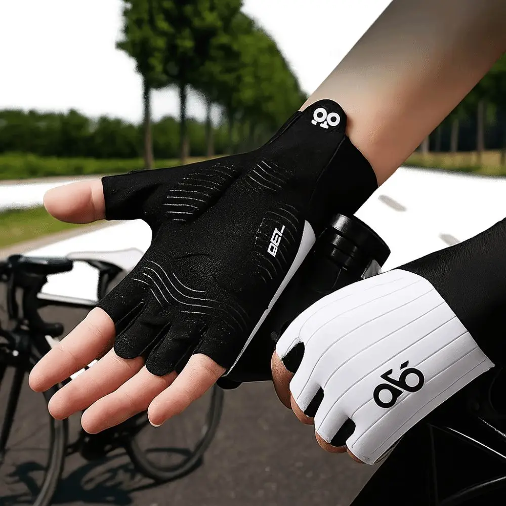 

1 Pair Breathable Cycling Gloves Shockproof Anti-Slip Fitness Gloves with Wrist Band Sweat-wicking Half Finger Gloves