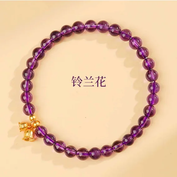 

Natural Amethyst Bracelet Women Healing Gemstone Fine Jewelry Genuine Uruguay Amethyst Crystals Orchid Flower Charms Bracelets