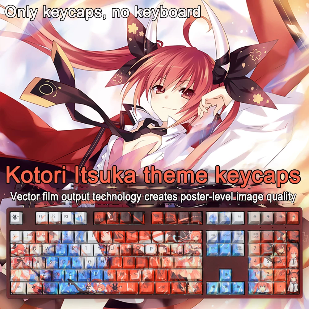 108 Keycaps 1 Set PBT Dye Subbed Keycaps Two Dimensional Anime Key Caps Backlit Keycap For DATE A LIVE Princess  Tokisaki Kurumi