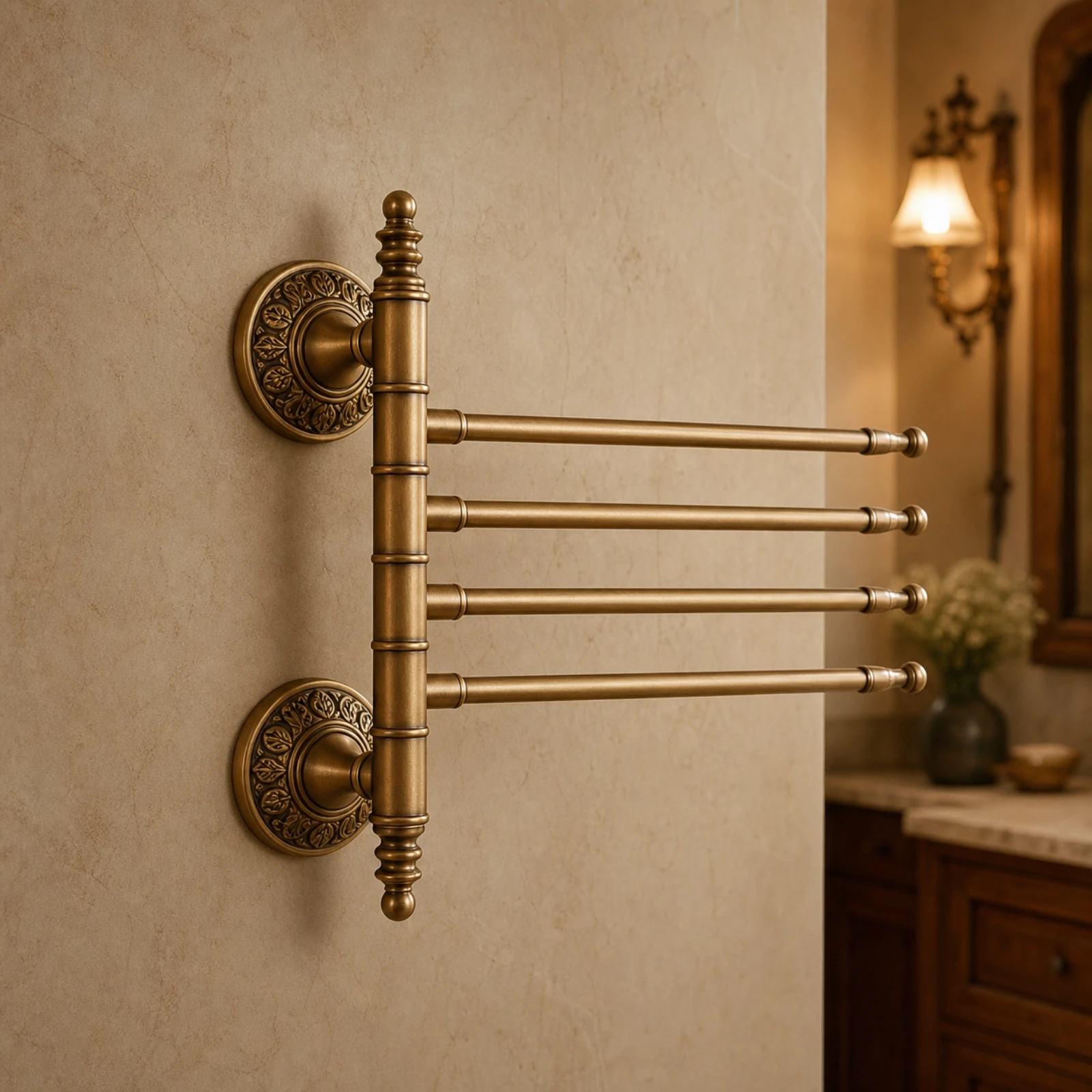 Swivel Towel Rack Brushed Finish Swing Arm Towel Bar Hardware Rustproof Corrosion Resistant for Homeowners, Bathroom