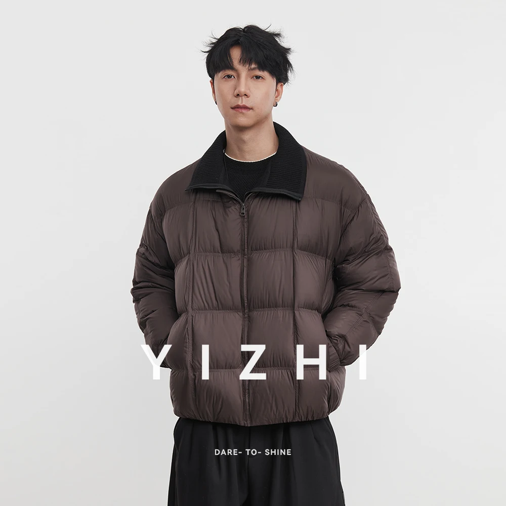 

Fashion Men's 90 White Duck Down Lapel Plaid Down Jacket 2025 Winter New Loose Warm Bread Coat Top Jacket