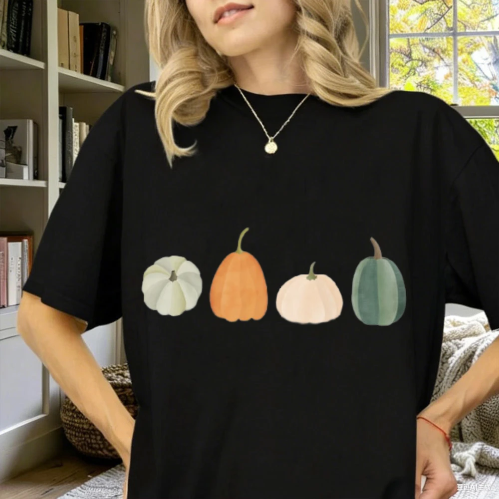 Cozy Kleidung Summer Clothing Pumpkin High Quality Shirt Cottagecore Fashion Casual Printed T-shirt Tops Cotton Short-sleev