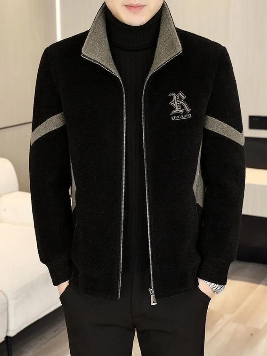 

Men's Woolen ort Jaet Casual Spliced Faionable Spring Autumn Winter Sli Coat Stand Fit Busin Casual Sle