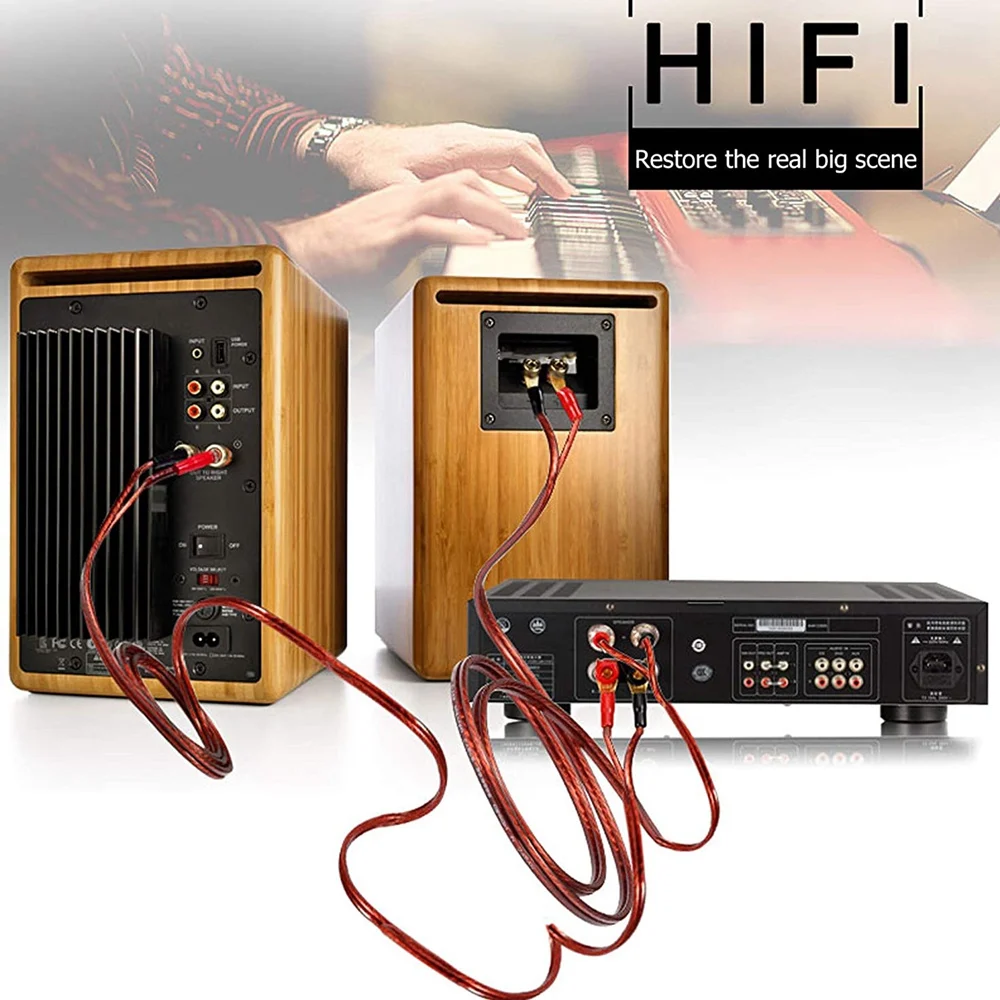AED7-Hifi OFC Speaker Cable With Banana Plug To Y Spade Plug, 4Mm Banana Plug To Fork Plug Speaker Wire Cord Jumper Cable