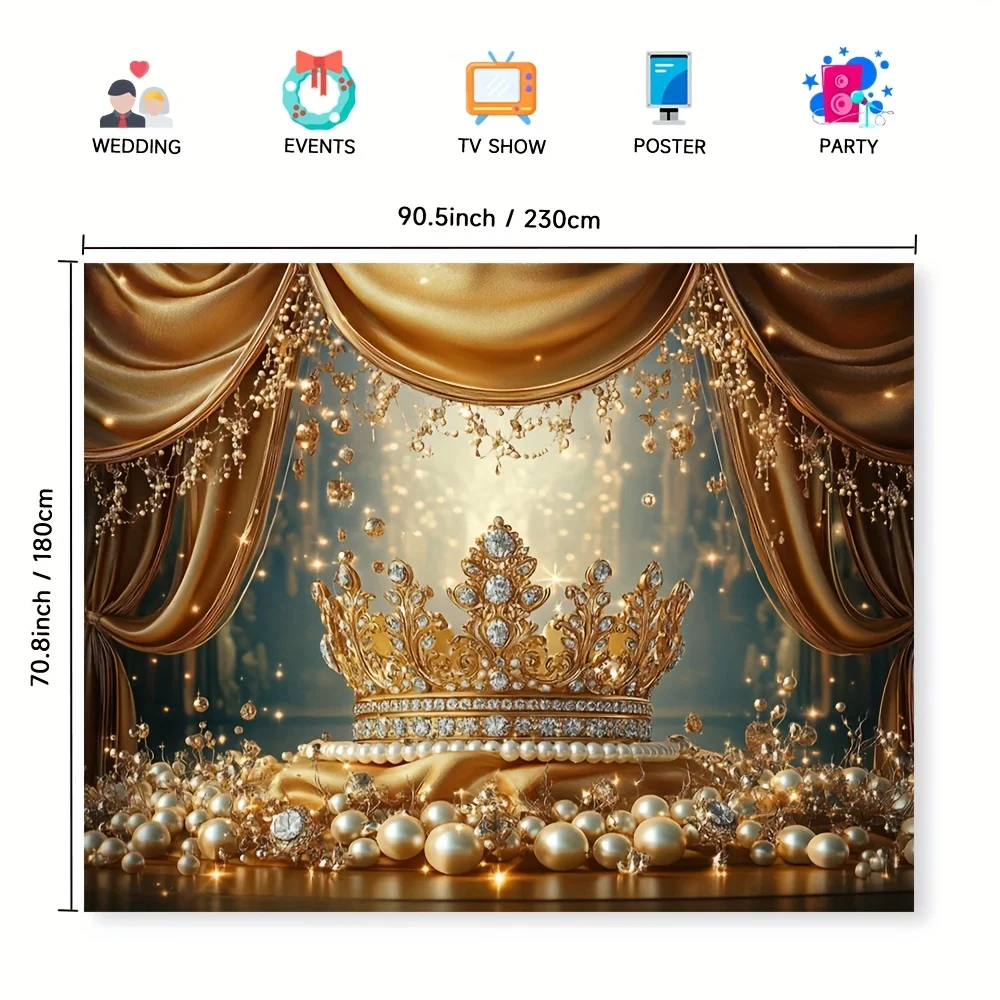1 luxury royal crown party background - gold and crystal design, sparkling scattered lights, suitable for holiday decoration - view 5