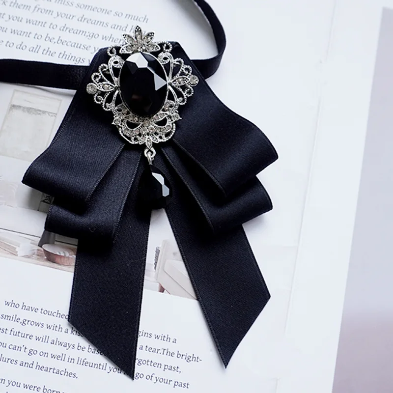 Men's Women's Collar Flowers Business Banquet Wedding Host Suit Shirts Bows Korean British Handmade Ribbon Rhinestone Bow Ties