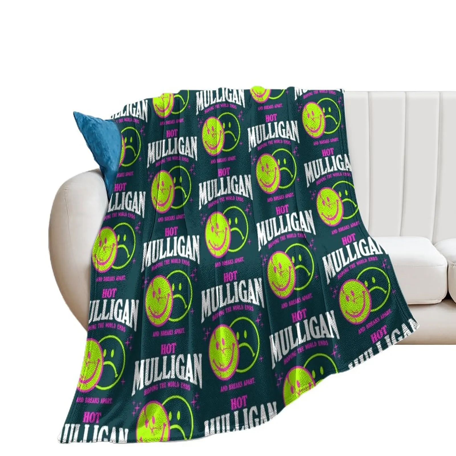 

Hot Mulligan Merch Smile Shirt Throw Blanket Thermal Blankets For Baby Blankets