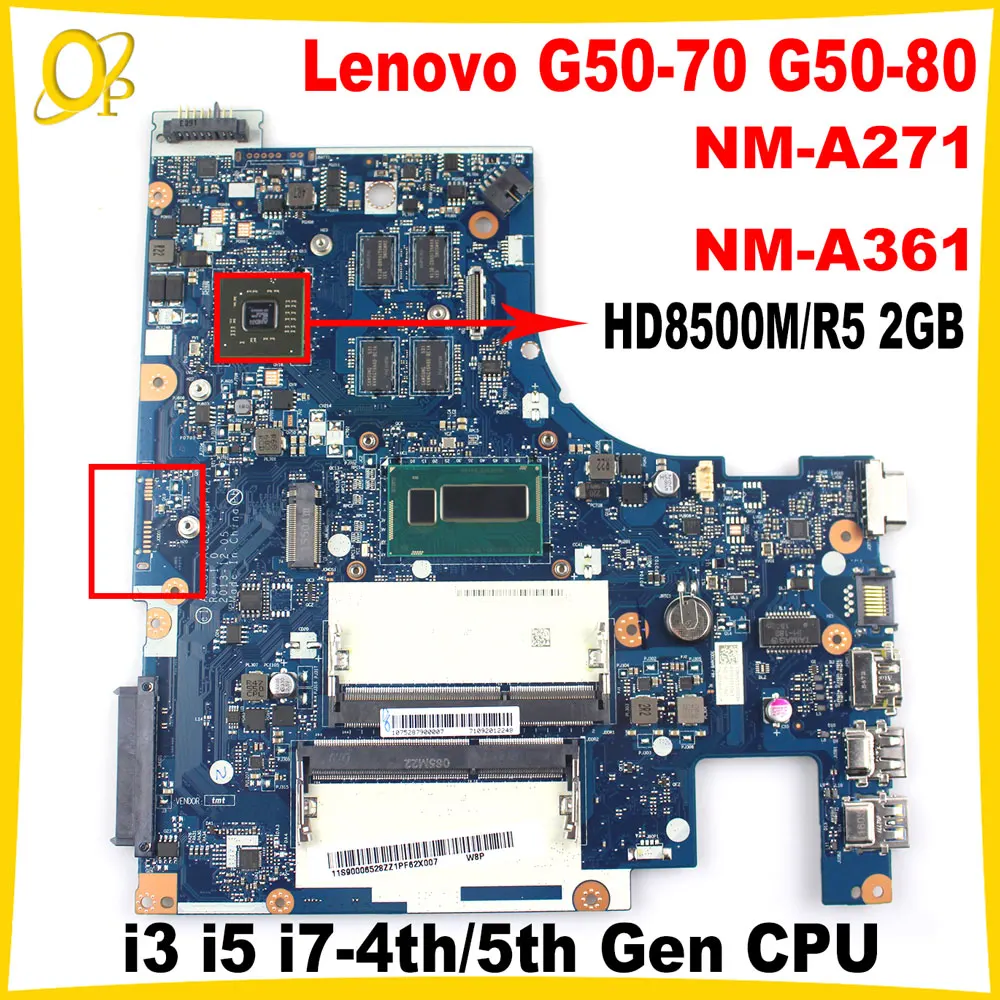 

ACLU1/ACLU2 NM-A271 NM-A361 for Lenovo G50-70 G50-80 Laptop Motherboard with i3 i5 i7-4th/5th Gen CPU HD8500M/R5 2GB GPU DDR3