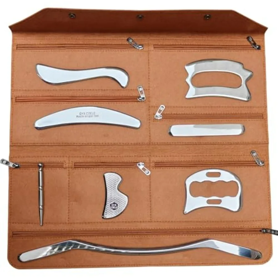 

8pcs Stainless Steel Gua Sha Muscle Scraper Tool Set for Back Arm Leg Shoulder Whole Body Acupoints Soft Tissue Mobilization IA