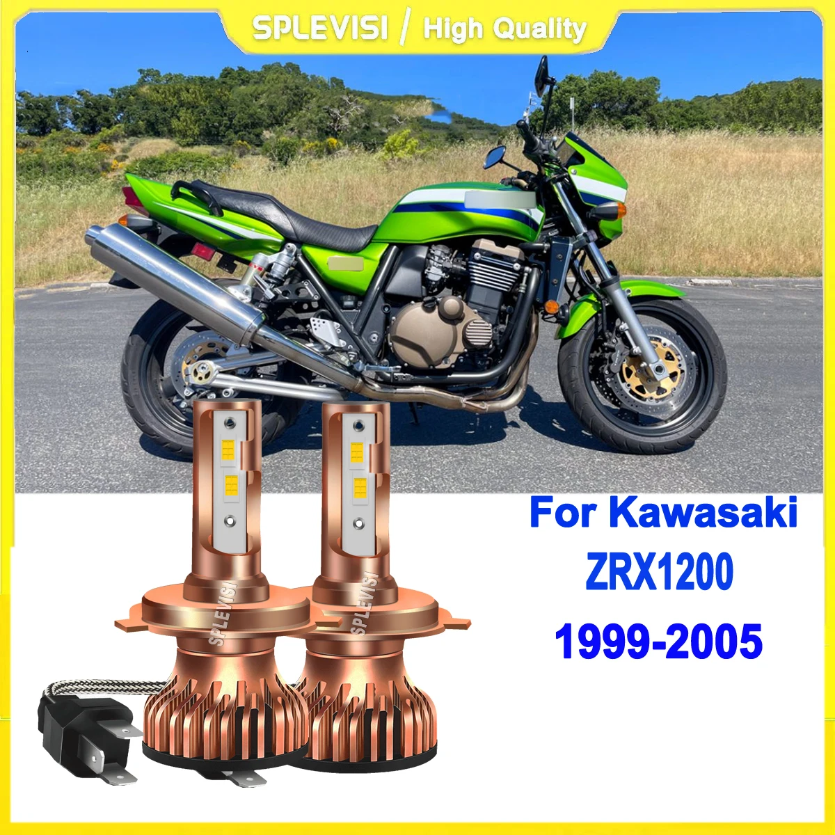 

H4 HS1 9003 led 6000k white headlight 400% Brightness With Strong Penetration For Kawasaki ZRX1200 1999 2000 2001 2002 2003-2005