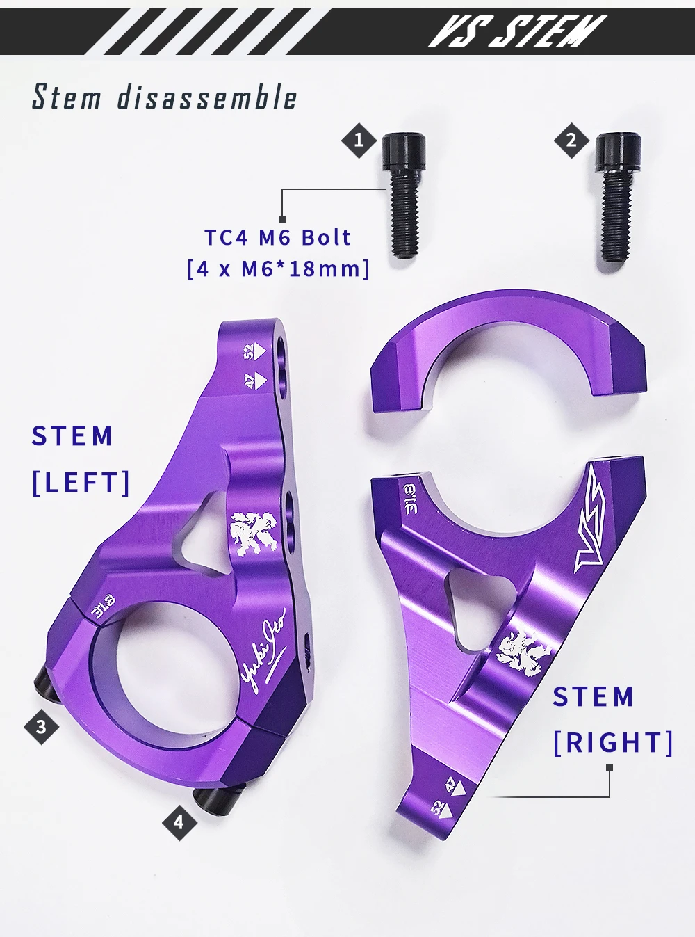 KRSEC MTB Fahrradvorbau + TC4 M6 Schrauben CNC Aluminiumlegierung Downhill Fahrradlenker 31,8mm DH/AM/FR Fahrradzubehör – Detail 6