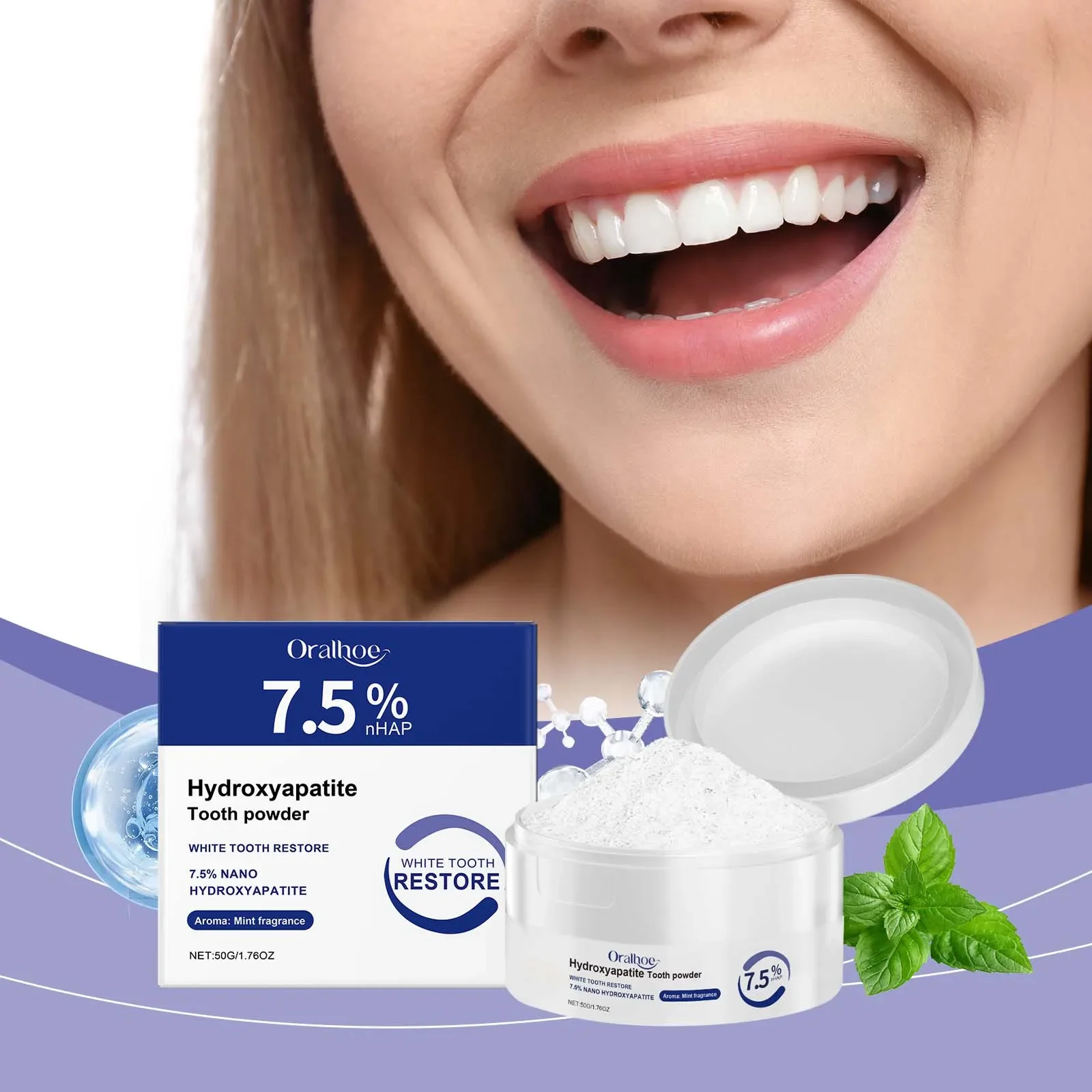 Dental Care Cleaning Powder Effectively Gently Cleanses Tooth Stains Maintains Long-Lasting Freshness Protects Teeth Oral Health