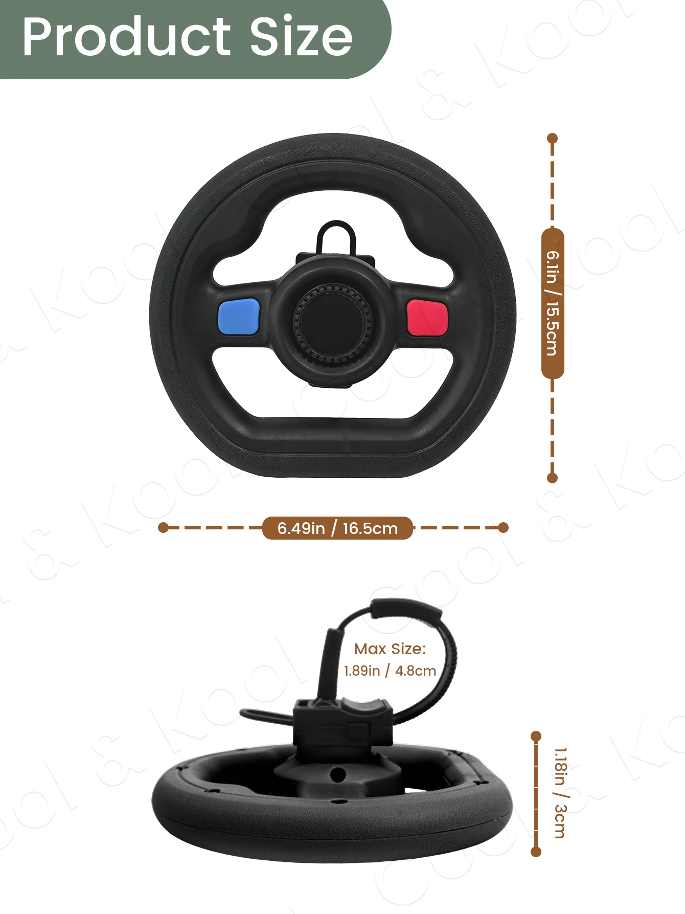 Universal Pretend Play Steering Wheel with Music , Detachable Driving Attachment for Strollers and Shopping Carts
